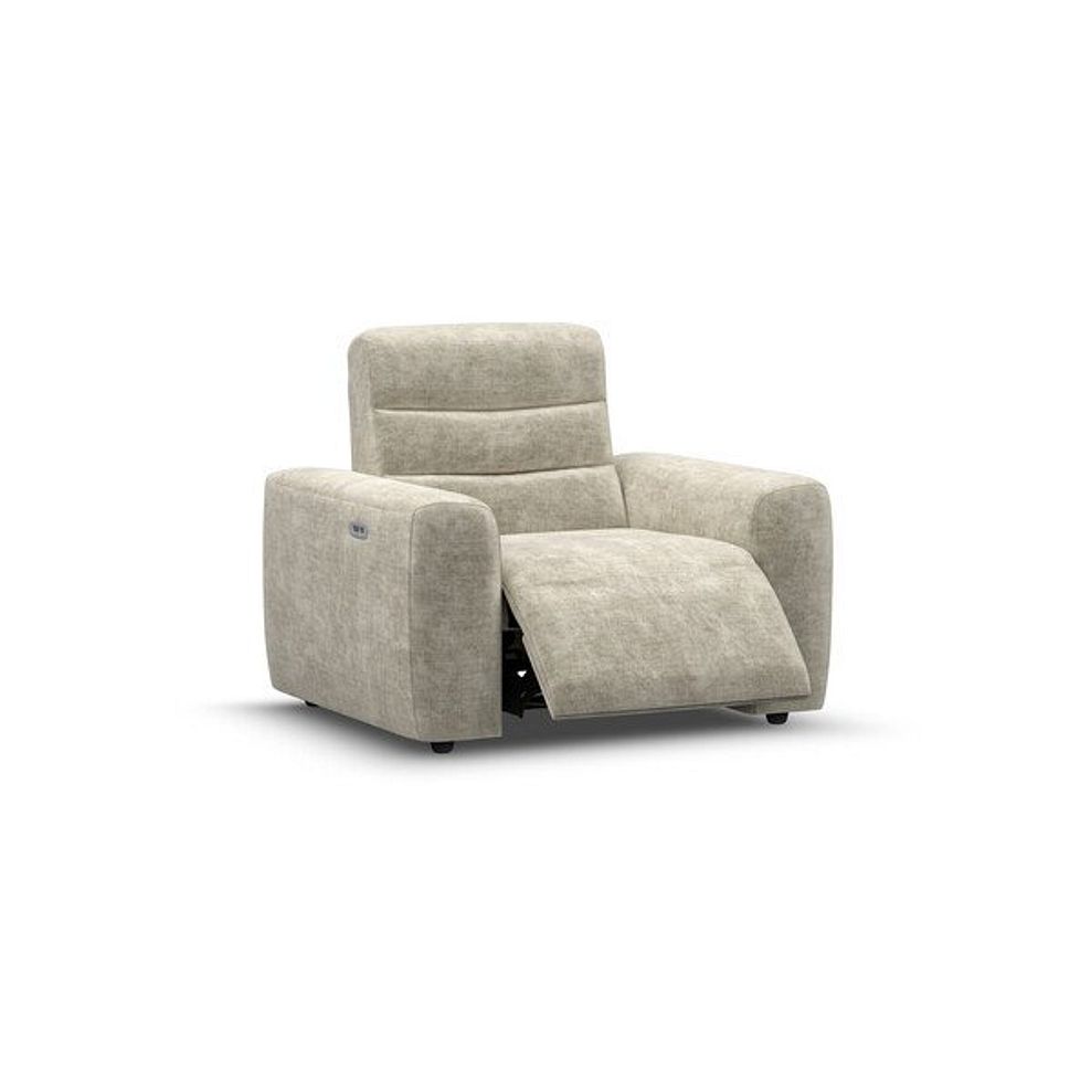 Cohen Electric Recliner Armchair in Plush Beige Fabric 2
