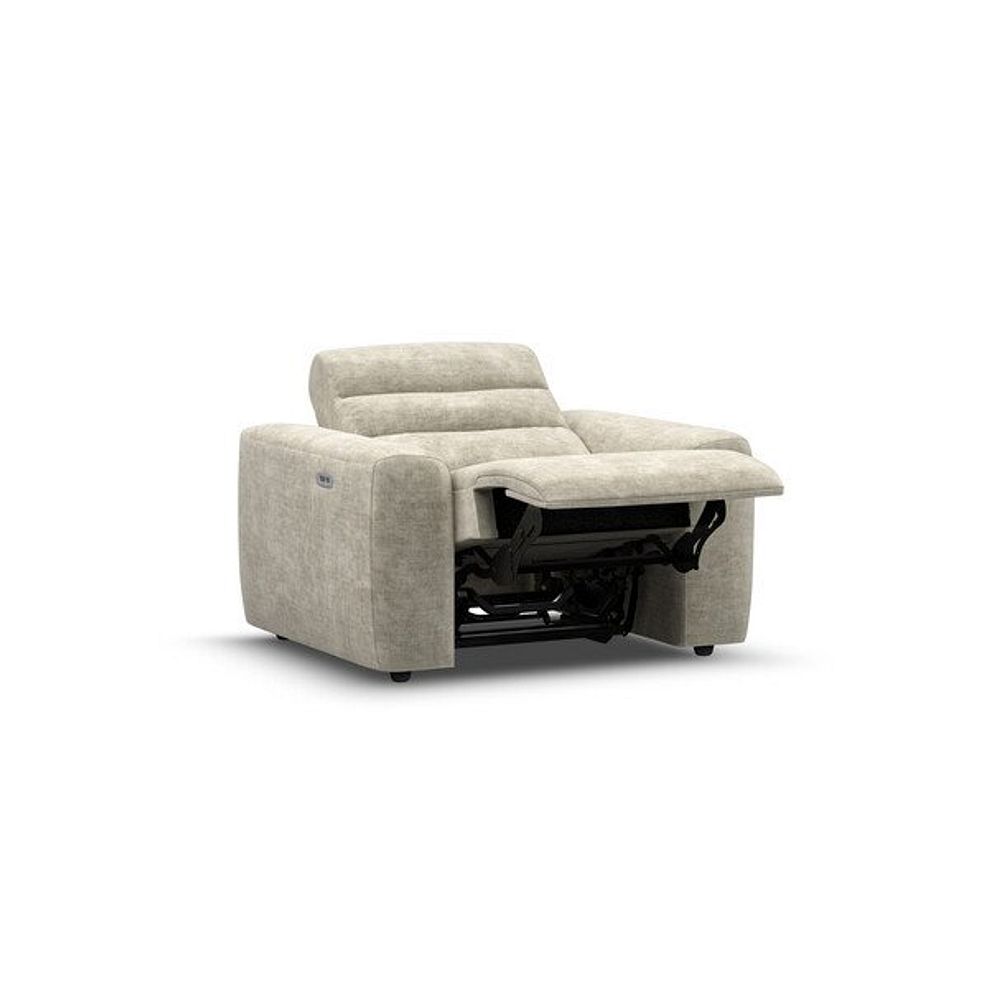 Cohen Electric Recliner Armchair in Plush Beige Fabric 3