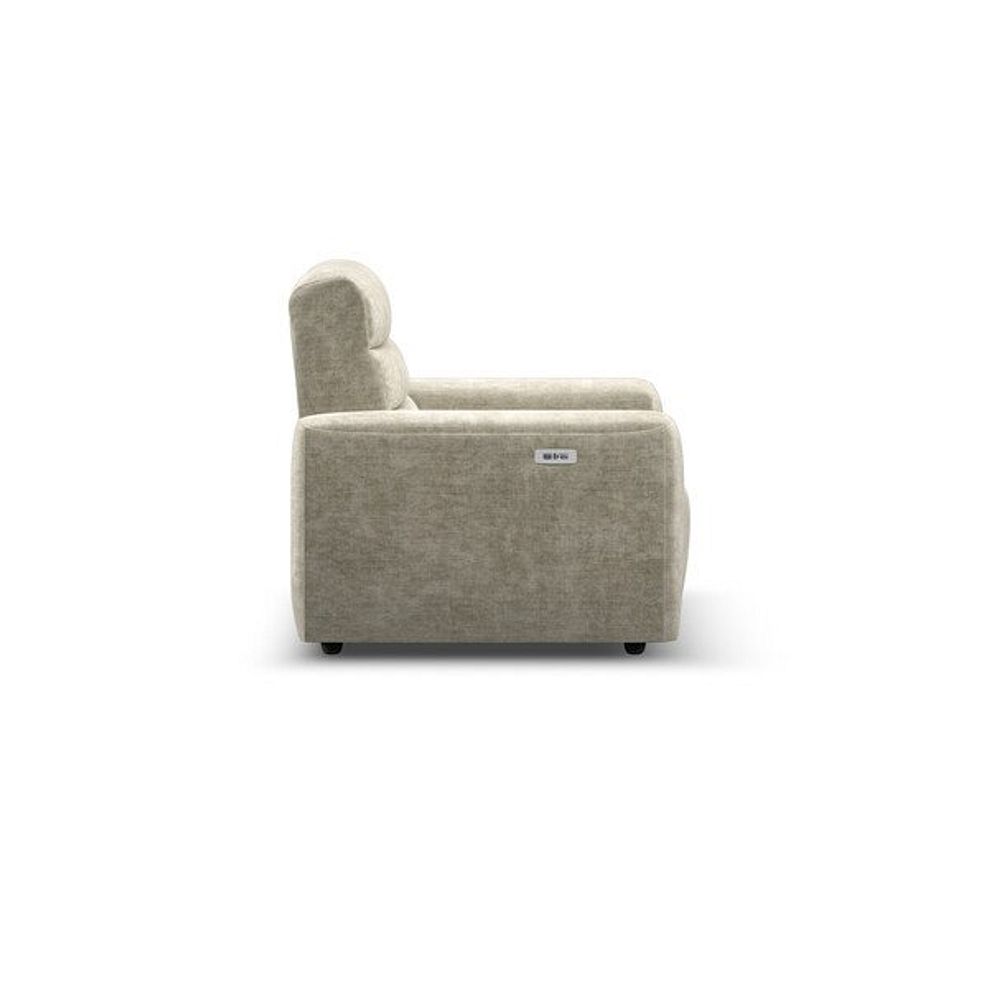 Cohen Electric Recliner Armchair in Plush Beige Fabric 6