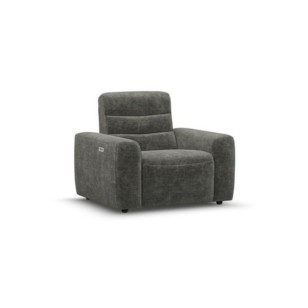 Cohen Electric Recliner Armchair in Plush Charcoal Fabric 1