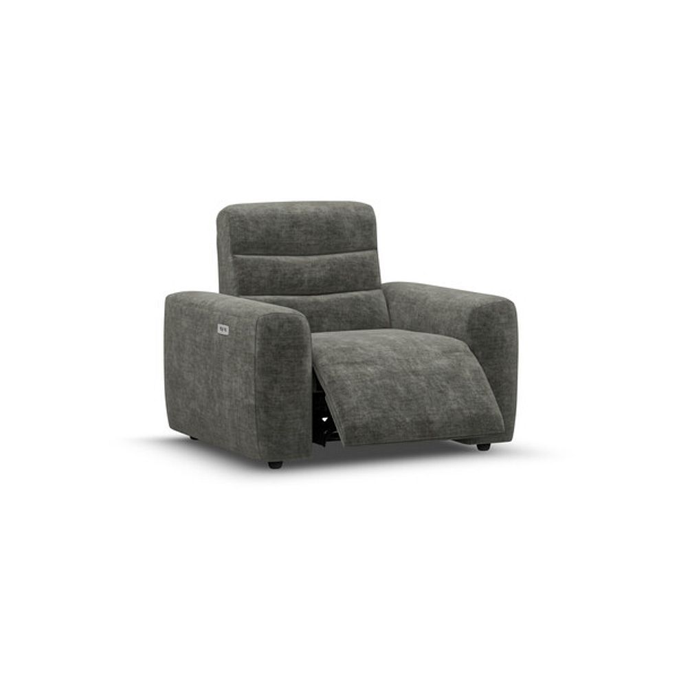 Cohen Electric Recliner Armchair in Plush Charcoal Fabric 2