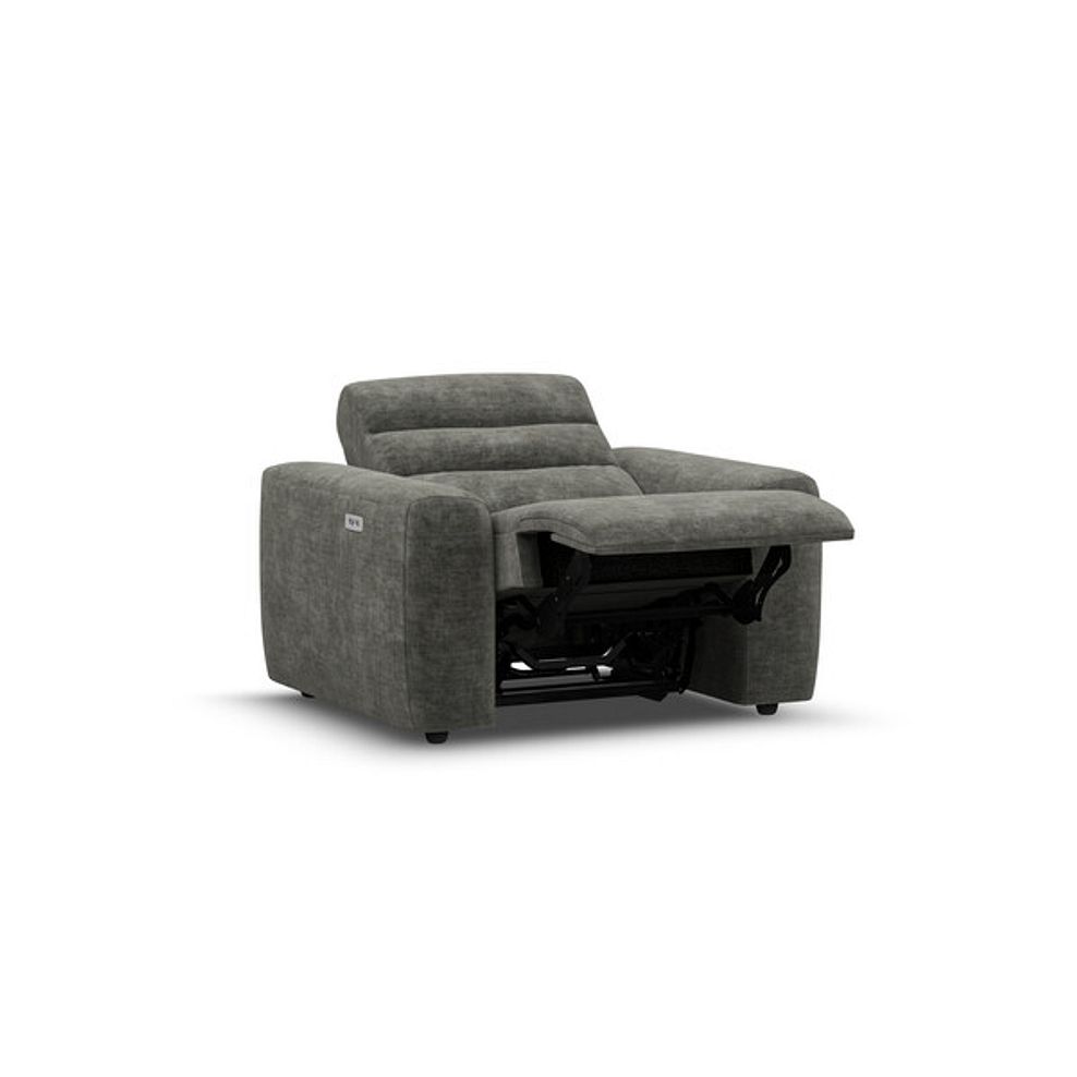 Cohen Electric Recliner Armchair in Plush Charcoal Fabric 3