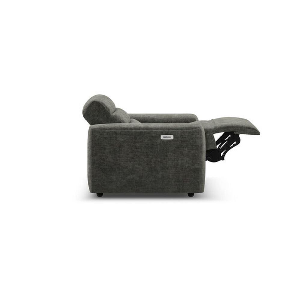 Cohen Electric Recliner Armchair in Plush Charcoal Fabric 7