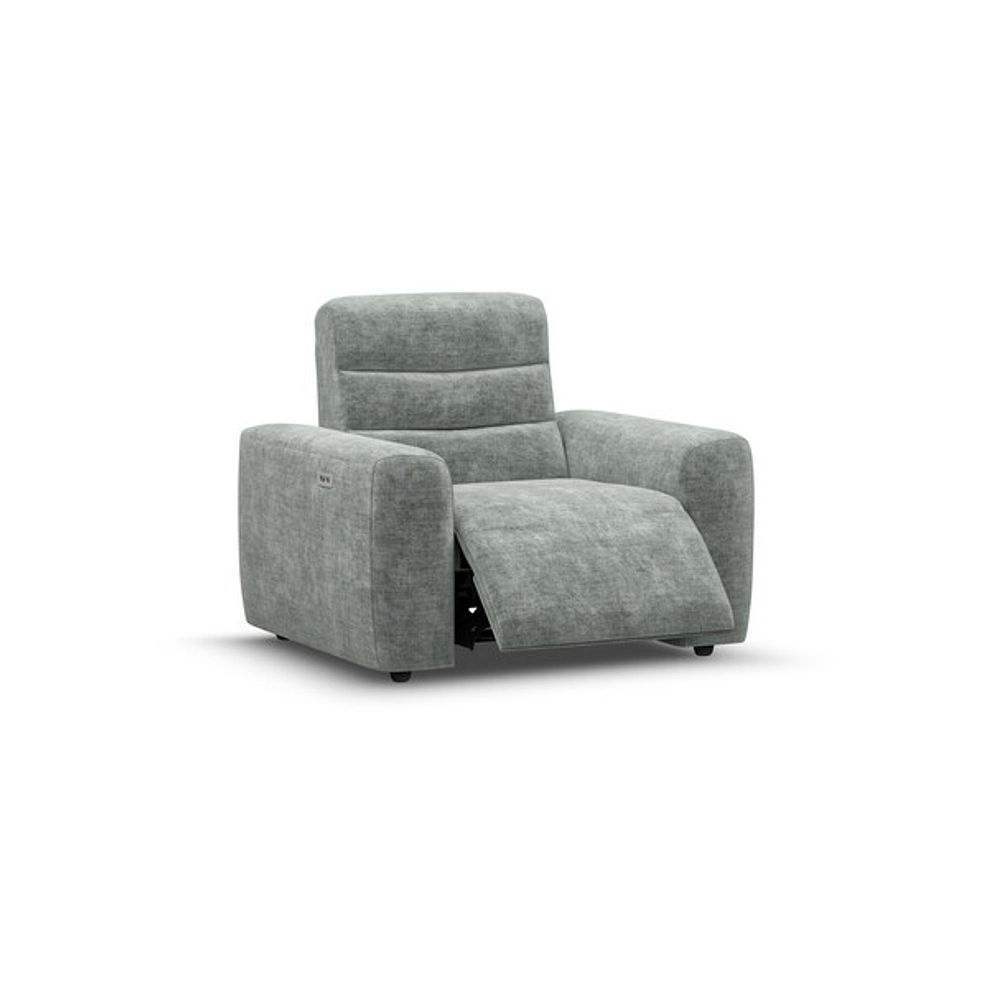 Cohen Electric Recliner Armchair in Plush Silver Fabric 2