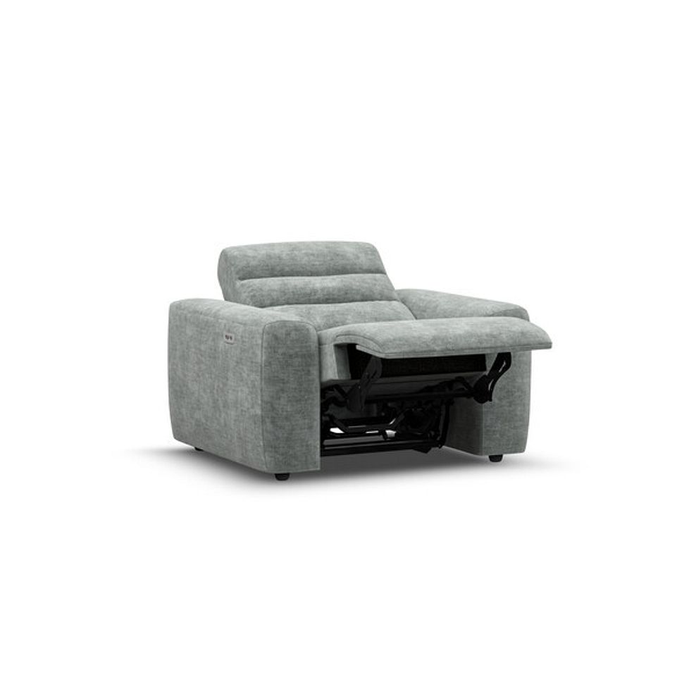 Cohen Electric Recliner Armchair in Plush Silver Fabric 3