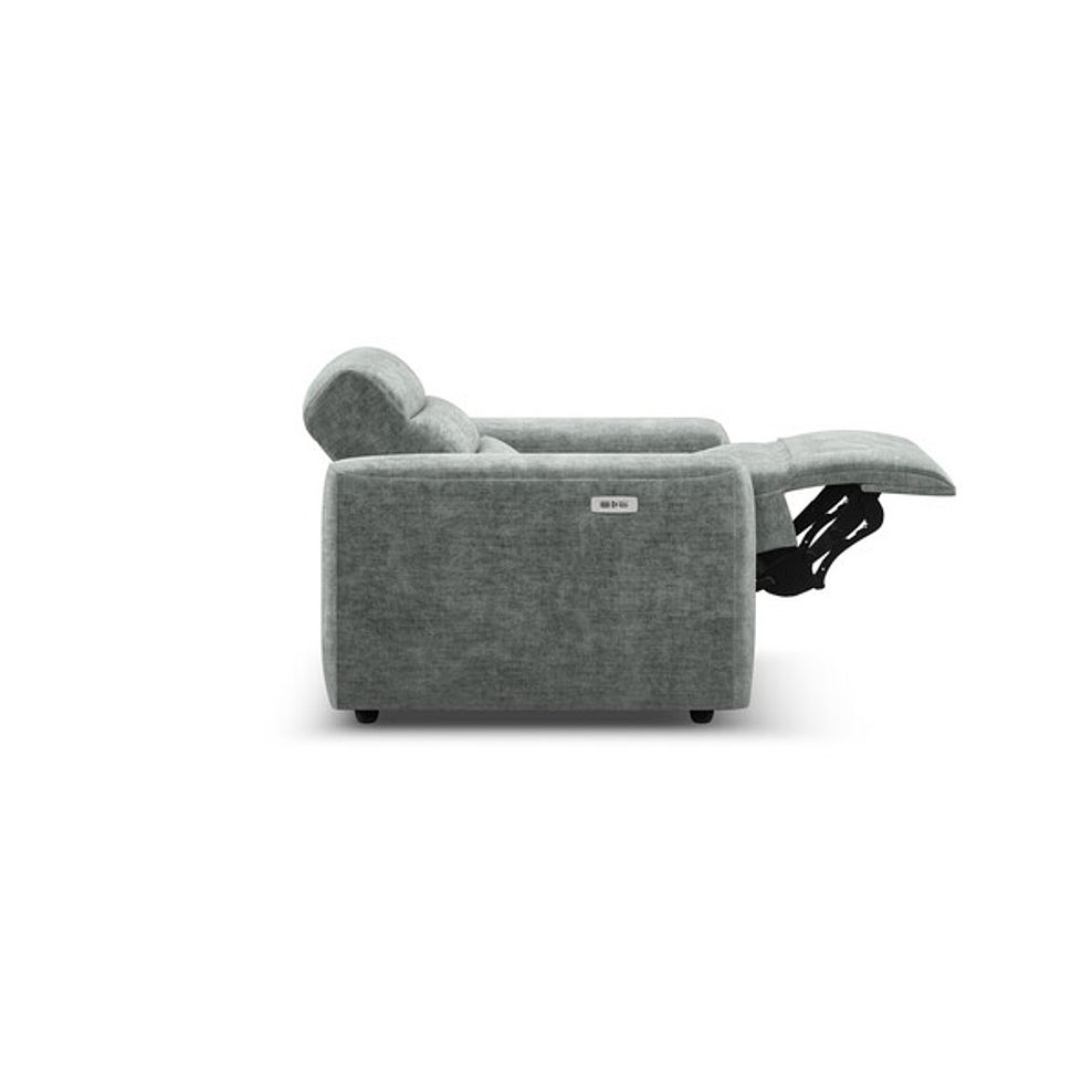 Cohen Electric Recliner Armchair in Plush Silver Fabric 7