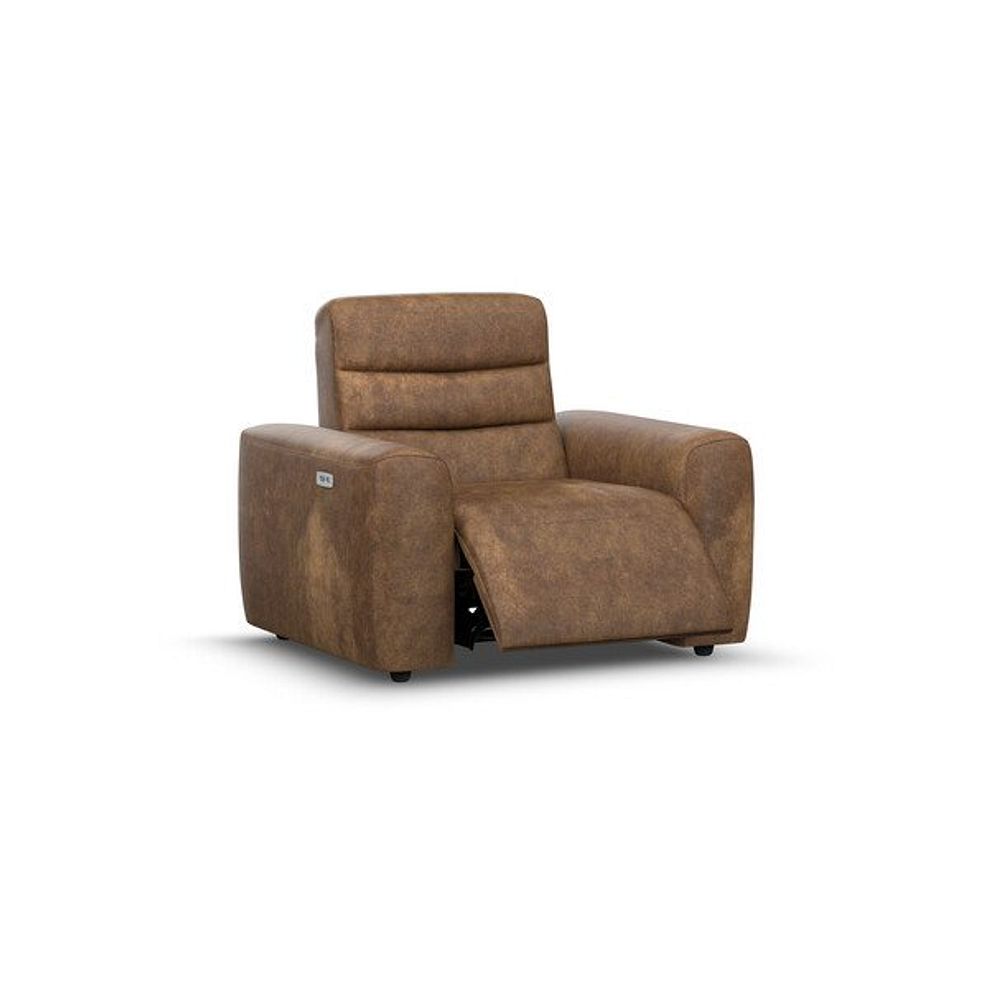 Cohen Electric Recliner Armchair in Ranch Brown Fabric 2