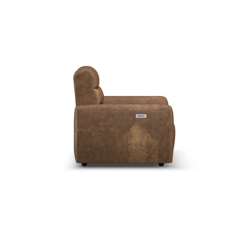 Cohen Electric Recliner Armchair in Ranch Brown Fabric 6
