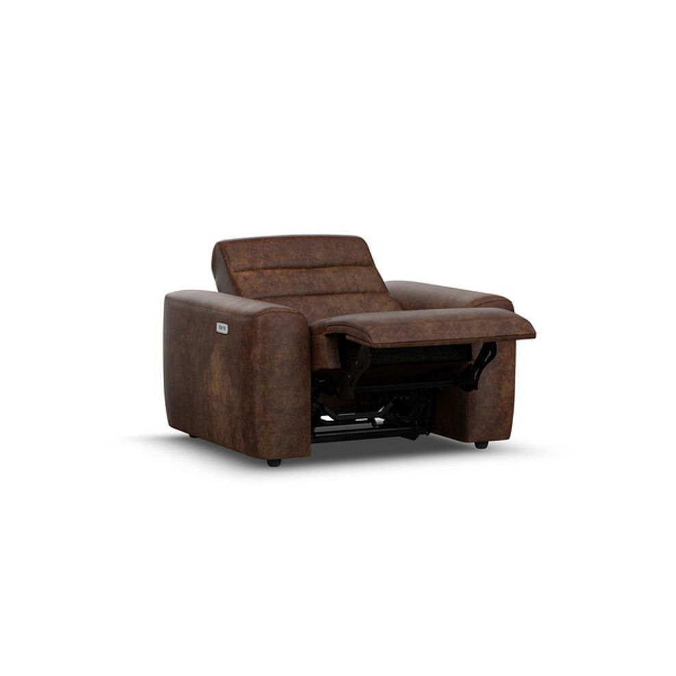 Cohen Electric Recliner Armchair in Ranch Dark Brown Fabric 3