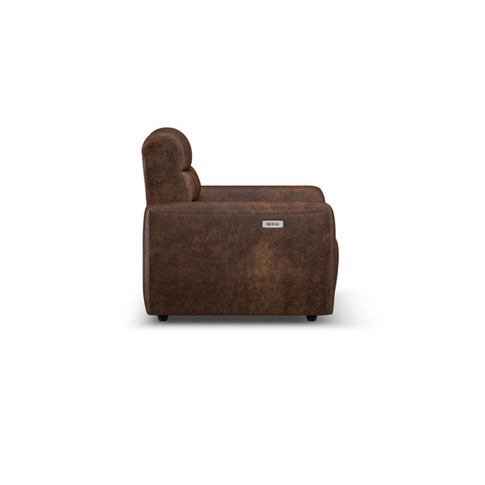 Cohen Electric Recliner Armchair in Ranch Dark Brown Fabric 6