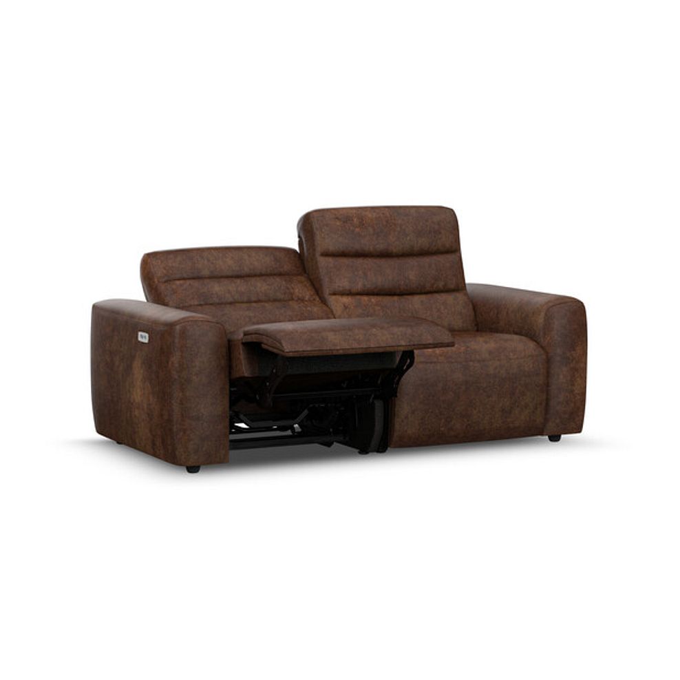 Cohen Group 8 Electric Recliner in Ranch Dark Brown Fabric 3