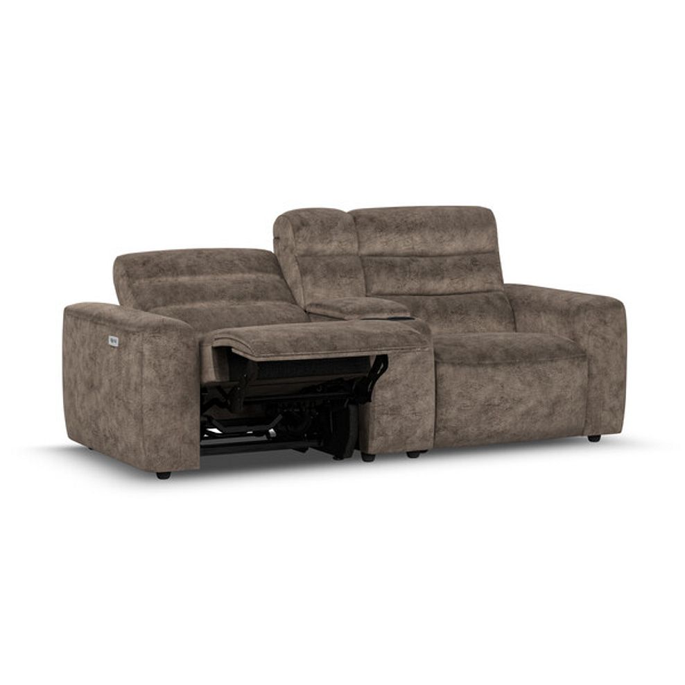 Cohen Group 8 Electric Recliner with 1 console in Dapple Chocolate Fabric 3