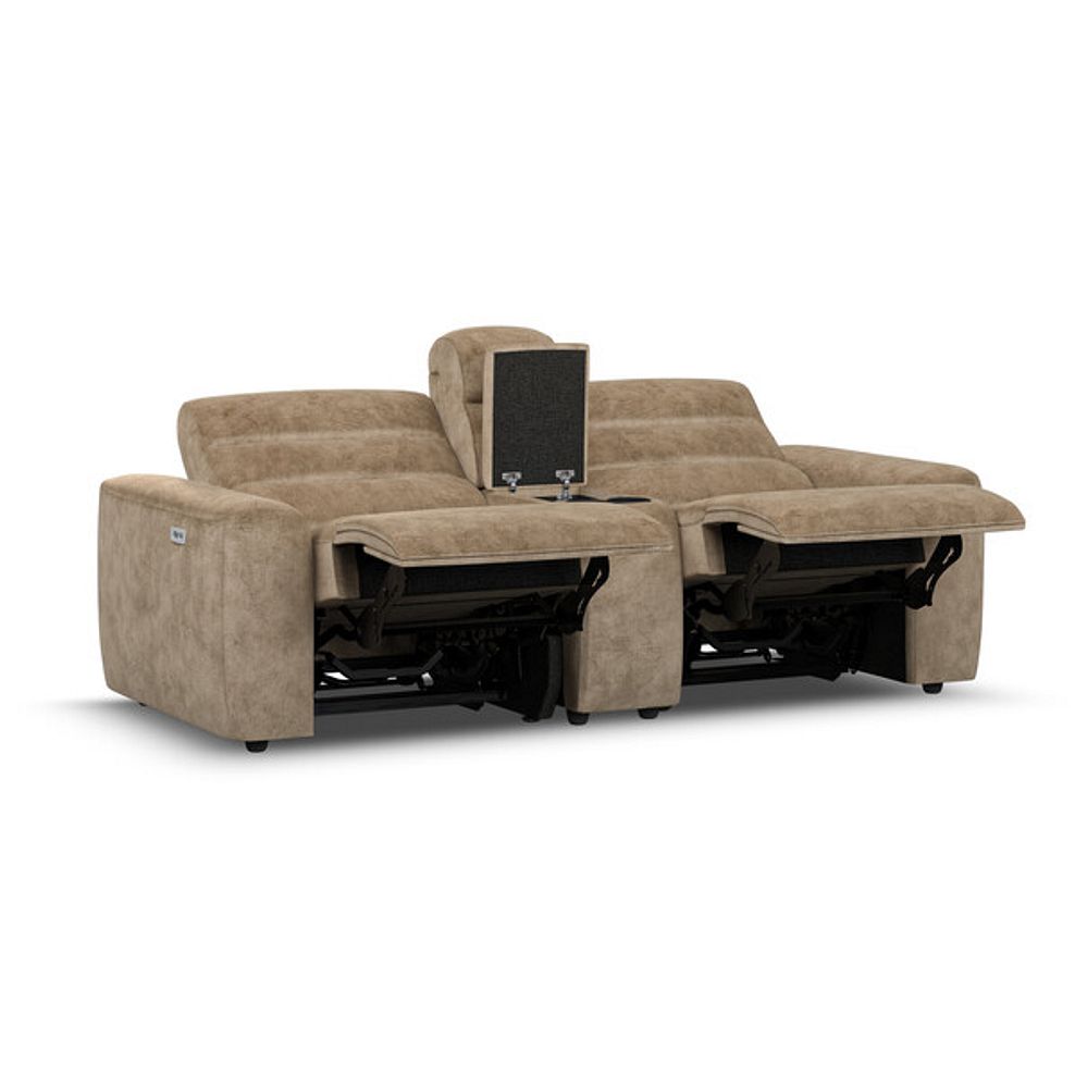 Cohen Group 8 Electric Recliner with 1 console in Dapple Taupe Fabric 4