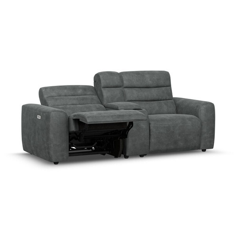 Cohen Group 8 Electric Recliner with 1 console in Miller Grey Fabric 3