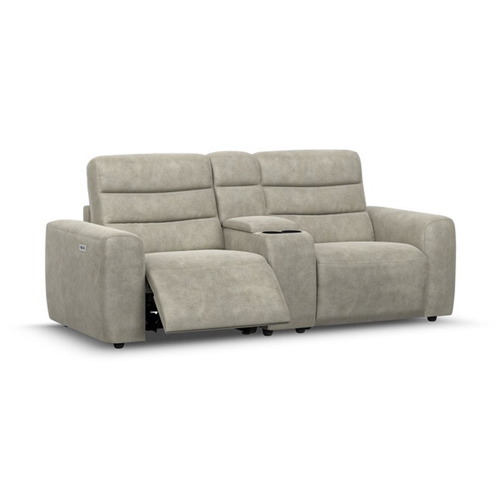 Cohen Group 8 Electric Recliner with 1 console in Miller Taupe Fabric 2