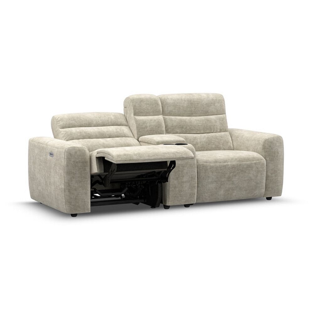 Cohen Group 8 Electric Recliner with 1 console in Plush Beige Fabric 3