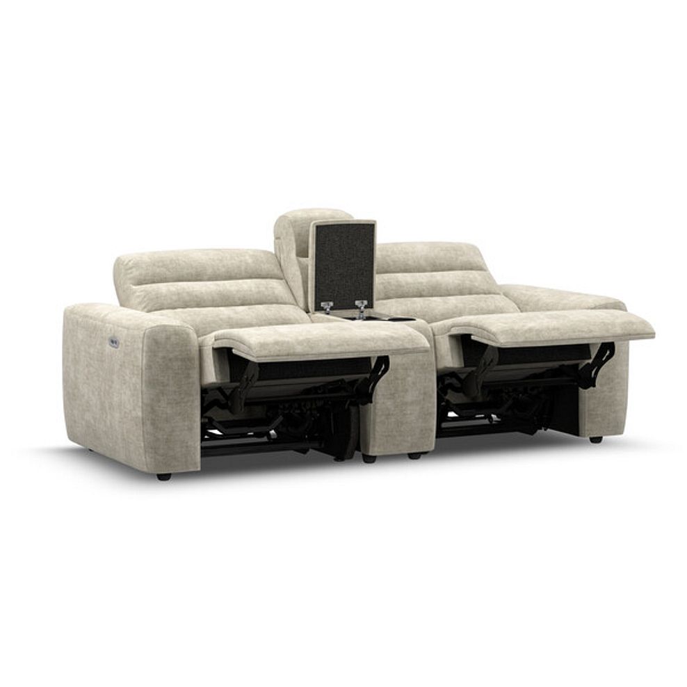 Cohen Group 8 Electric Recliner with 1 console in Plush Beige Fabric 4