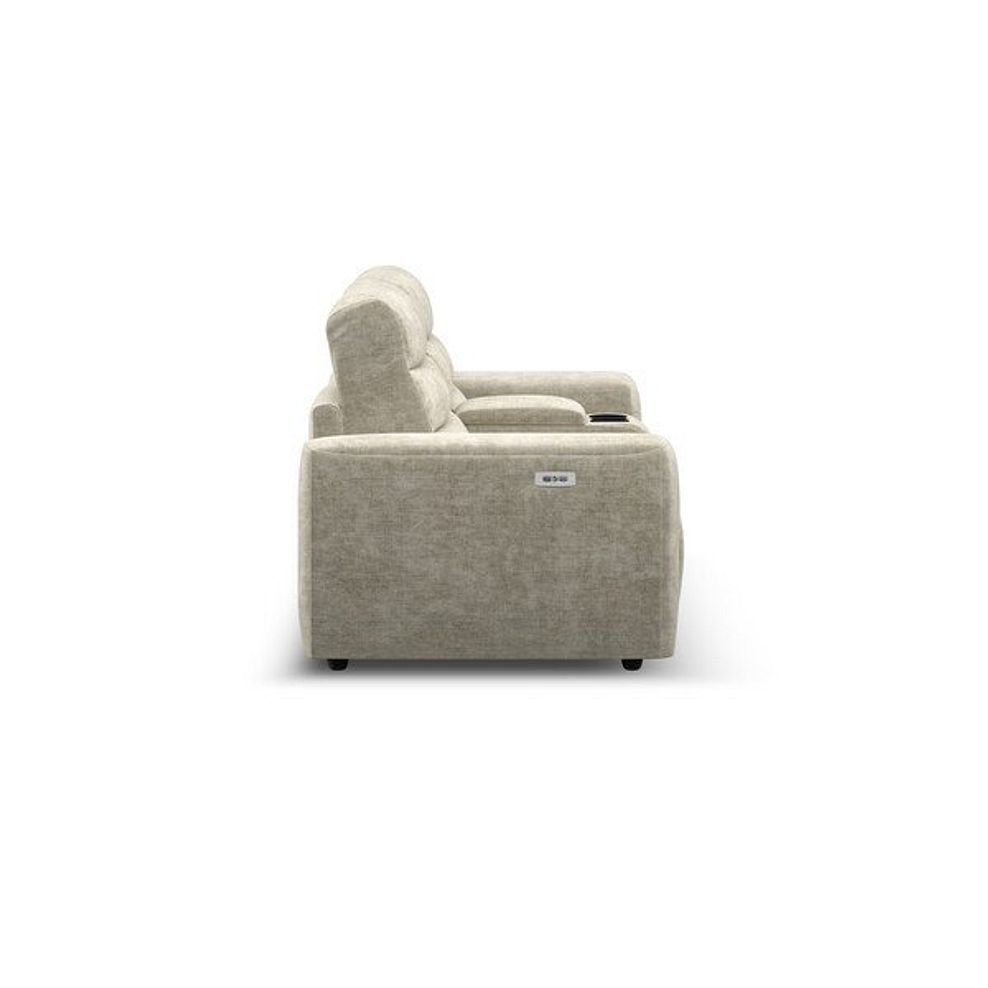 Cohen Group 8 Electric Recliner with 1 console in Plush Beige Fabric 7