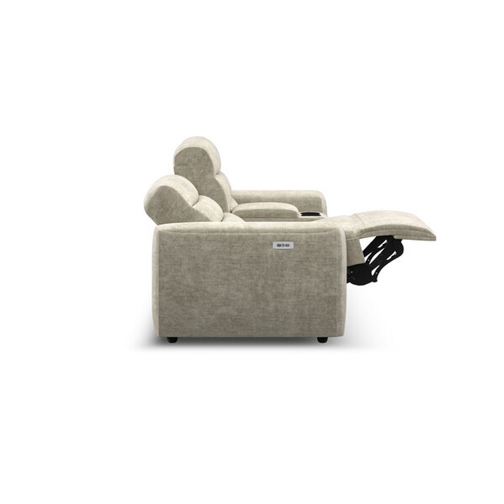Cohen Group 8 Electric Recliner with 1 console in Plush Beige Fabric 8