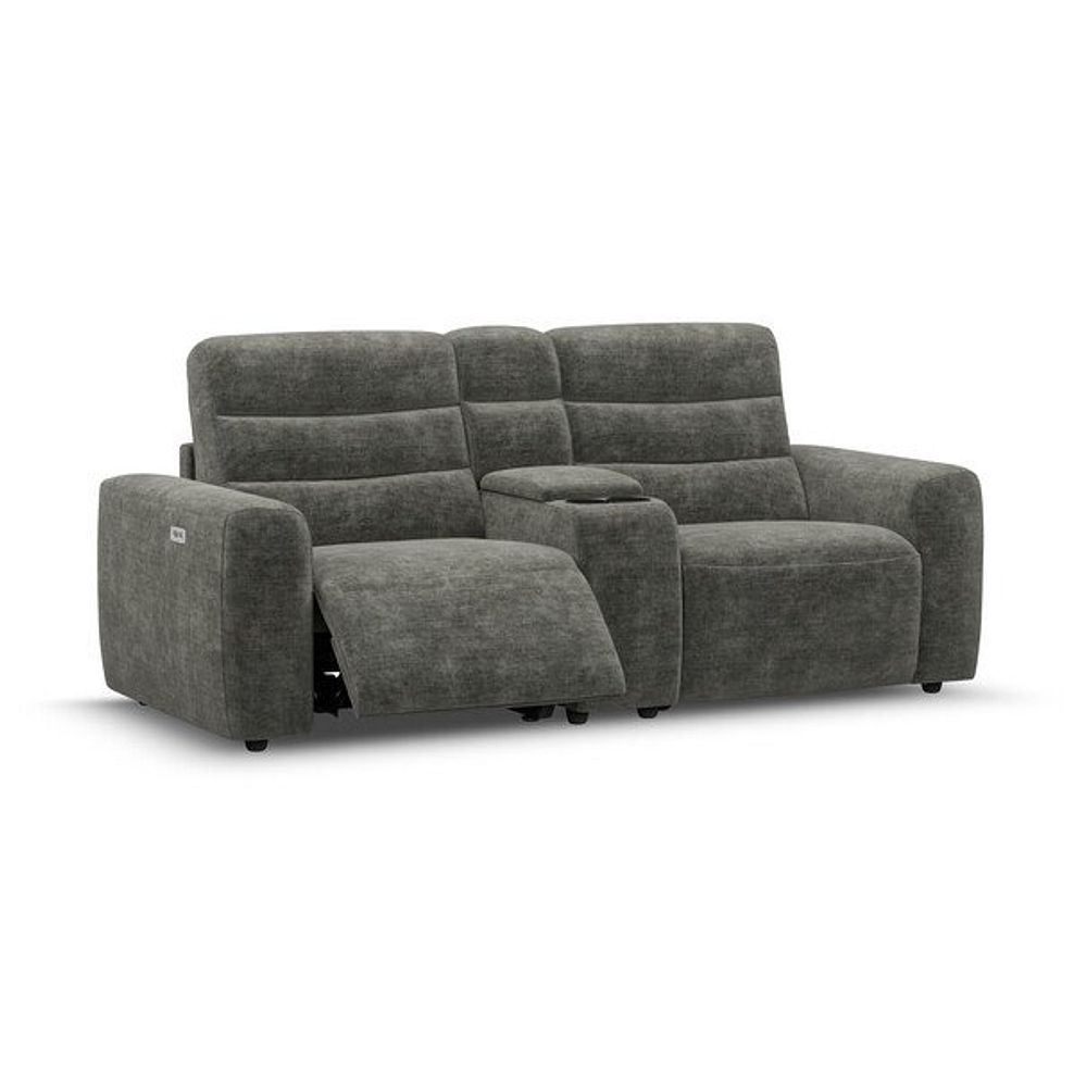 Cohen Group 8 Electric Recliner with 1 console in Plush Charcoal Fabric 2