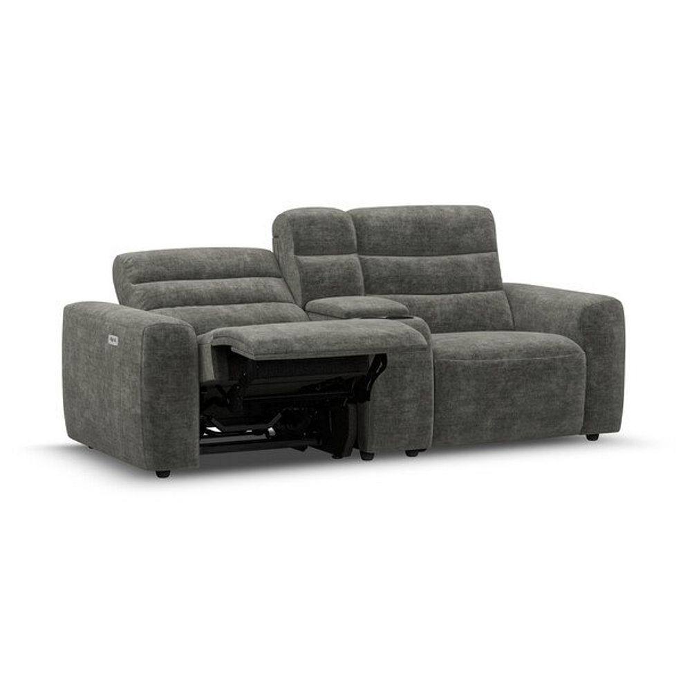 Cohen Group 8 Electric Recliner with 1 console in Plush Charcoal Fabric 3