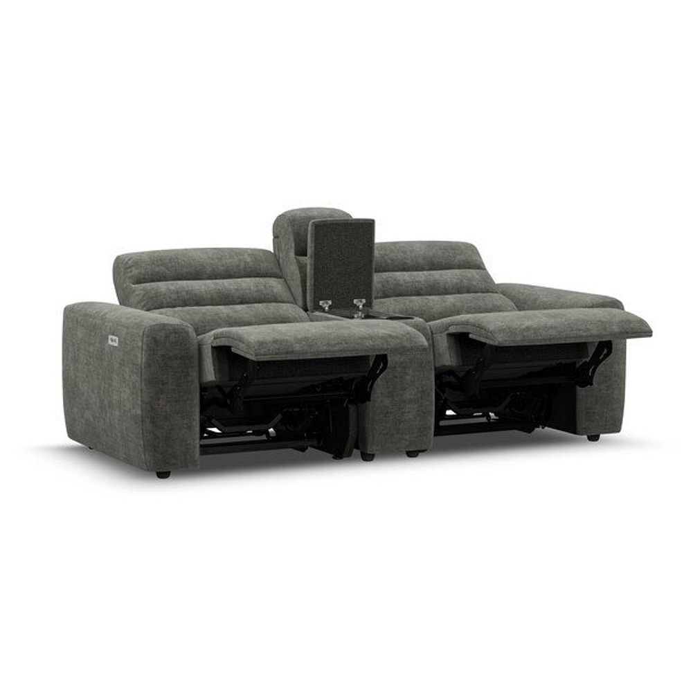 Cohen Group 8 Electric Recliner with 1 console in Plush Charcoal Fabric 4
