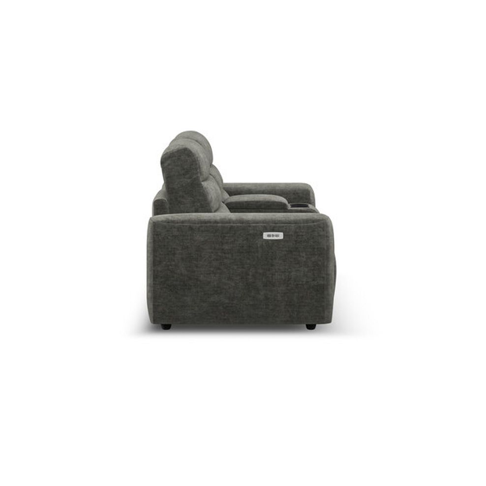 Cohen Group 8 Electric Recliner with 1 console in Plush Charcoal Fabric 7