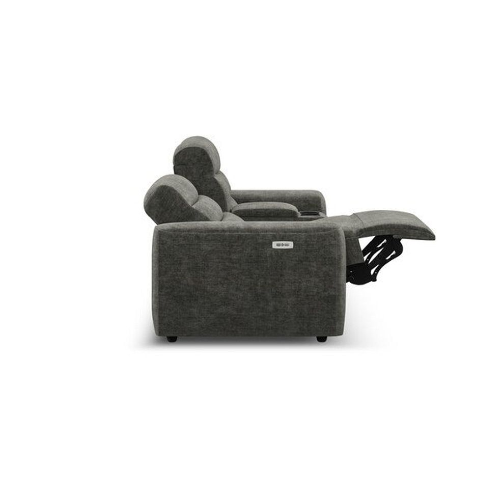 Cohen Group 8 Electric Recliner with 1 console in Plush Charcoal Fabric 8