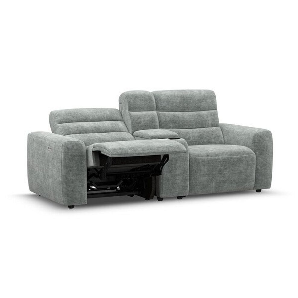 Cohen Group 8 Electric Recliner with 1 console in Plush Silver Fabric 3