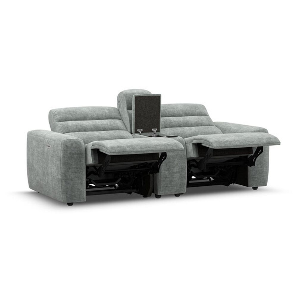 Cohen Group 8 Electric Recliner with 1 console in Plush Silver Fabric 4