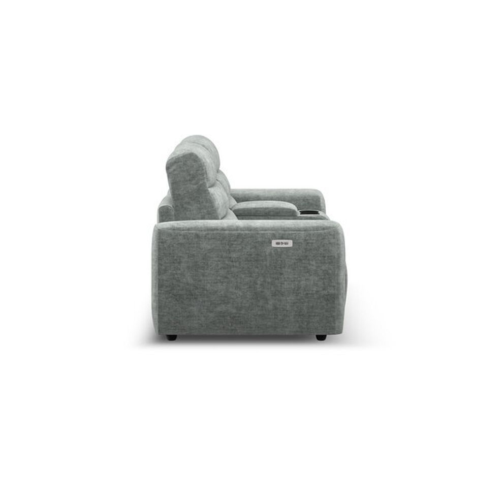 Cohen Group 8 Electric Recliner with 1 console in Plush Silver Fabric 7