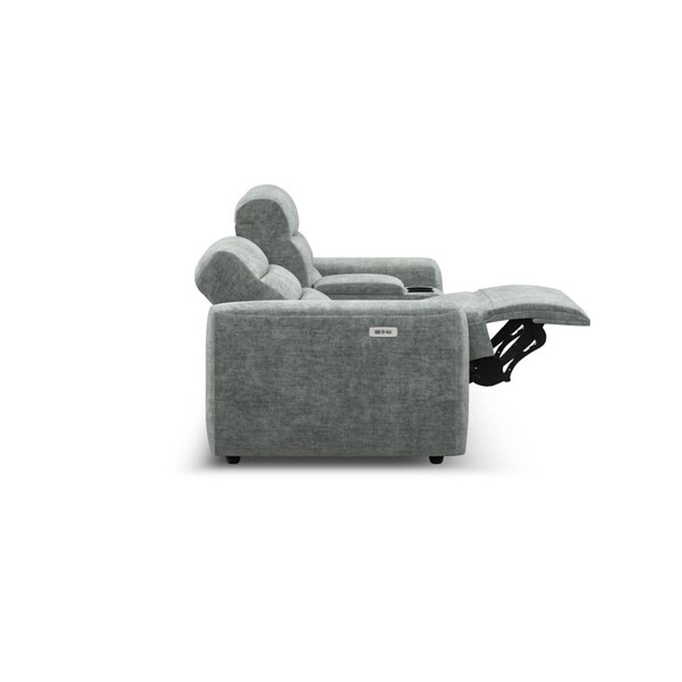 Cohen Group 8 Electric Recliner with 1 console in Plush Silver Fabric 8