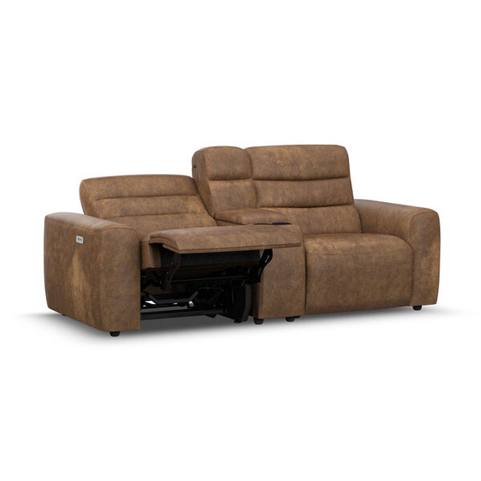 Cohen Group 8 Electric Recliner with 1 console in Ranch Brown Fabric 3
