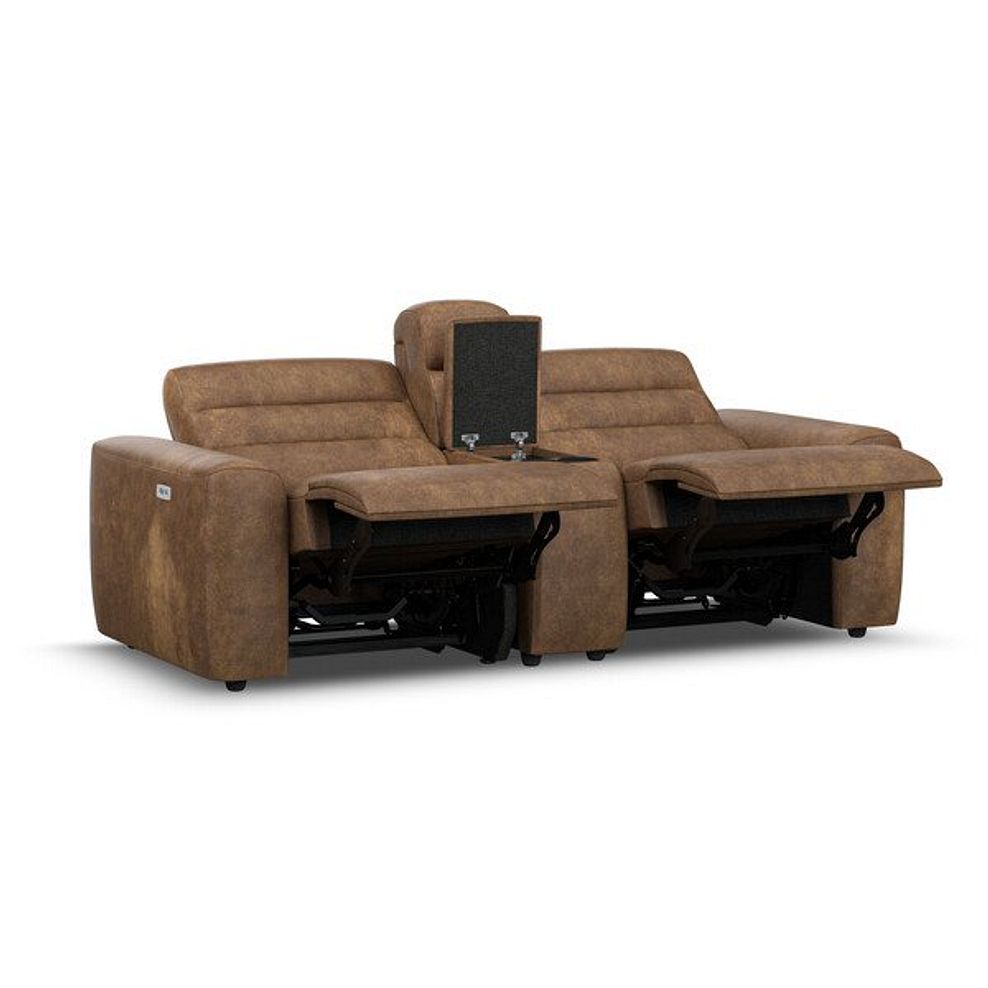Cohen Group 8 Electric Recliner with 1 console in Ranch Brown Fabric 4