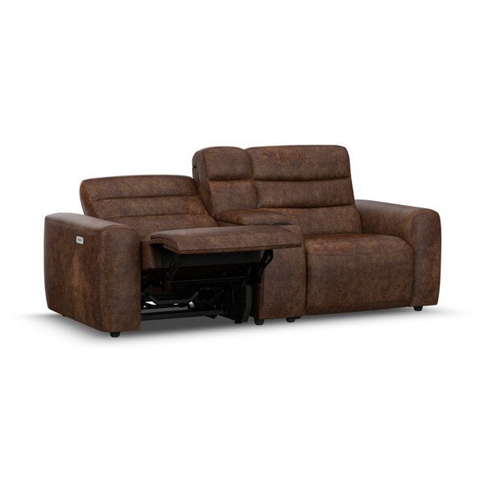 Cohen Group 8 Electric Recliner with 1 console in Ranch Dark Brown Fabric 3