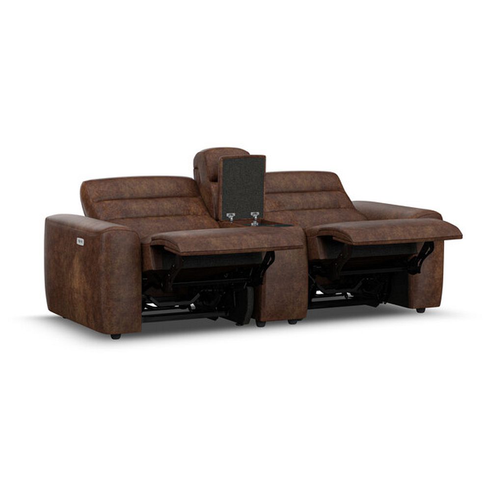 Cohen Group 8 Electric Recliner with 1 console in Ranch Dark Brown Fabric 4