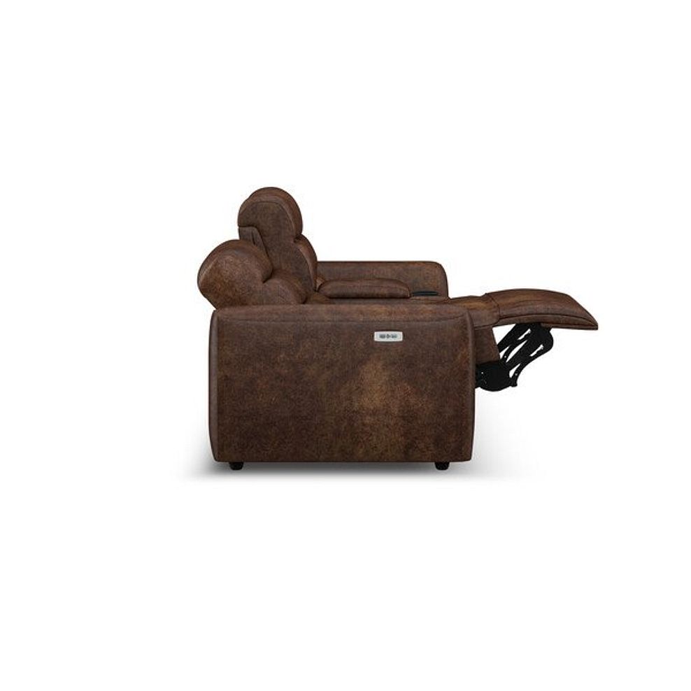 Cohen Group 8 Electric Recliner with 1 console in Ranch Dark Brown Fabric 8