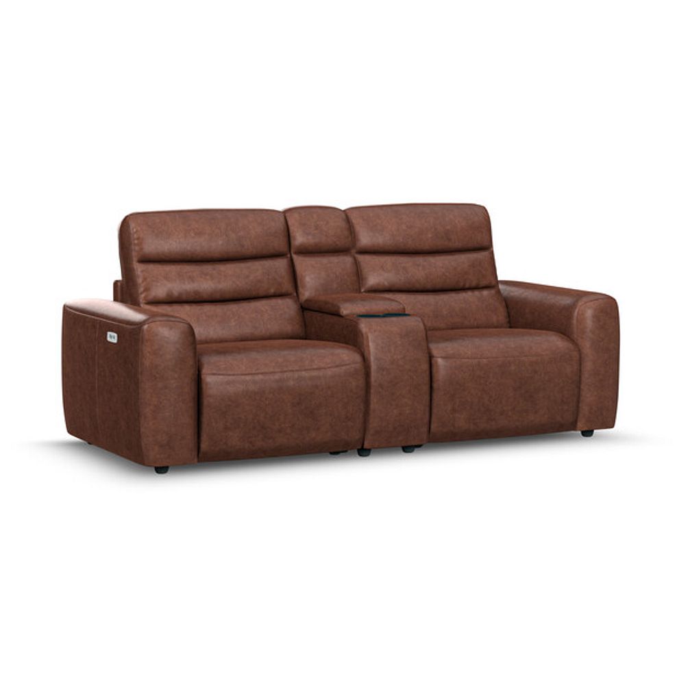 Cohen Group 8 Electric Recliner with 1 console in Virgo Chestnut Leather 1