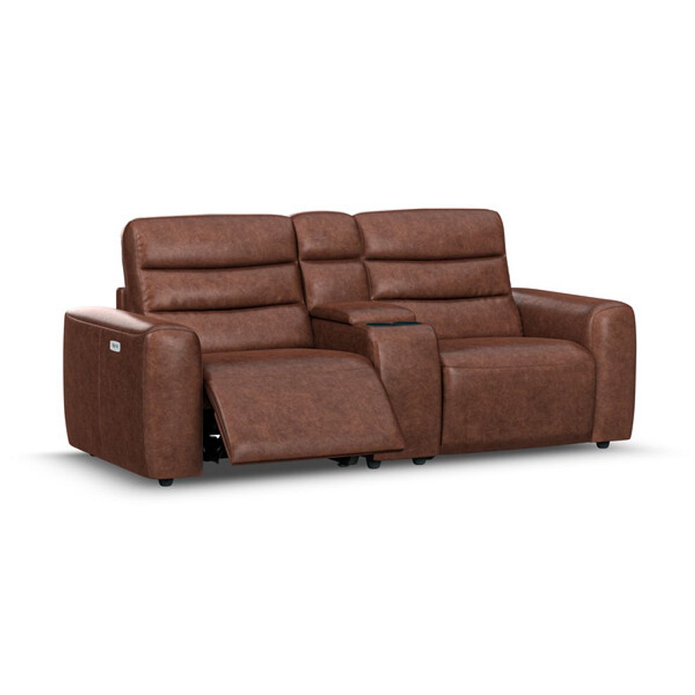 Cohen Group 8 Electric Recliner with 1 console in Virgo Chestnut Leather 2
