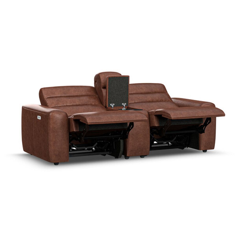 Cohen Group 8 Electric Recliner with 1 console in Virgo Chestnut Leather 4