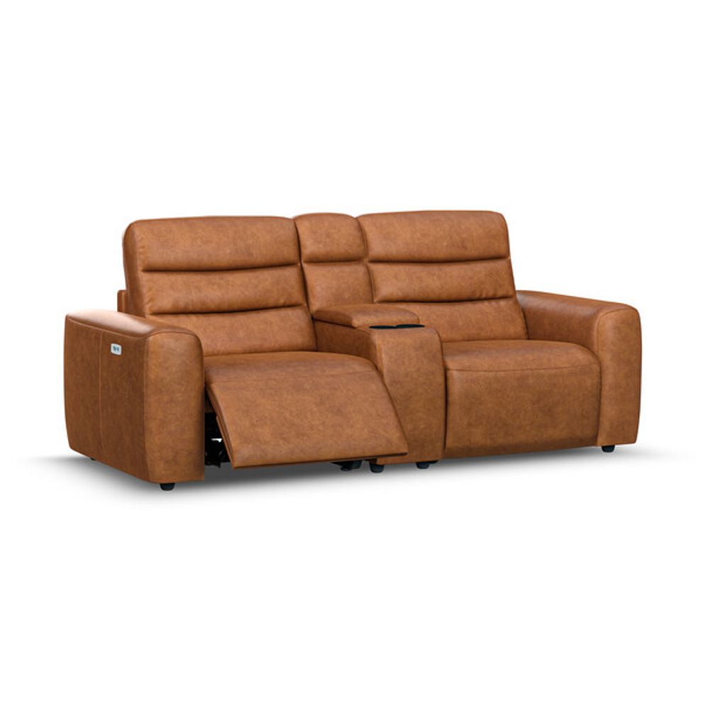 Cohen Group 8 Electric Recliner with 1 console in Virgo Cognac Leather 2
