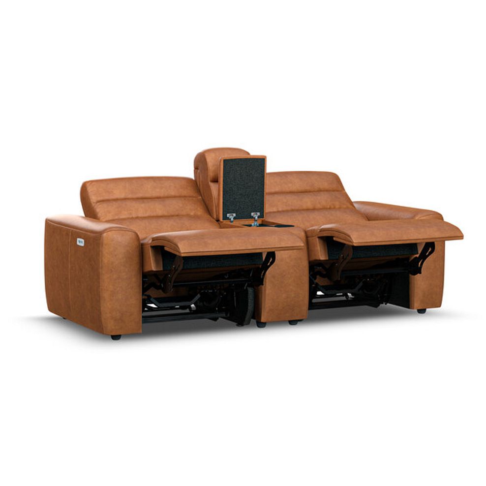 Cohen Group 8 Electric Recliner with 1 console in Virgo Cognac Leather 4