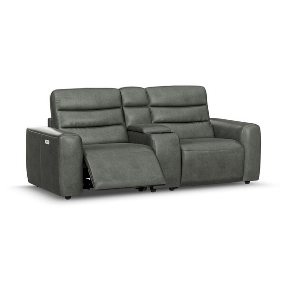 Cohen Group 8 Electric Recliner with 1 console in Virgo Lead Leather 2