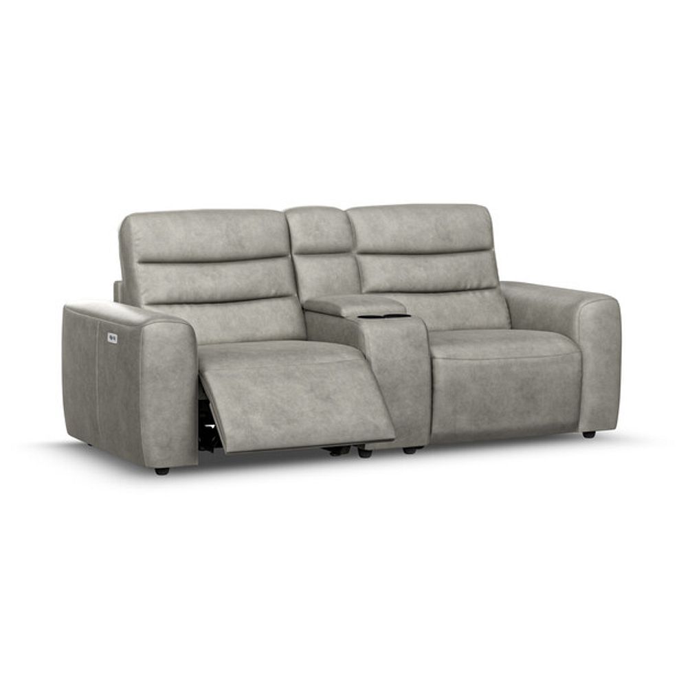 Cohen Group 8 Electric Recliner with 1 console in Virgo Platinum Leather 2