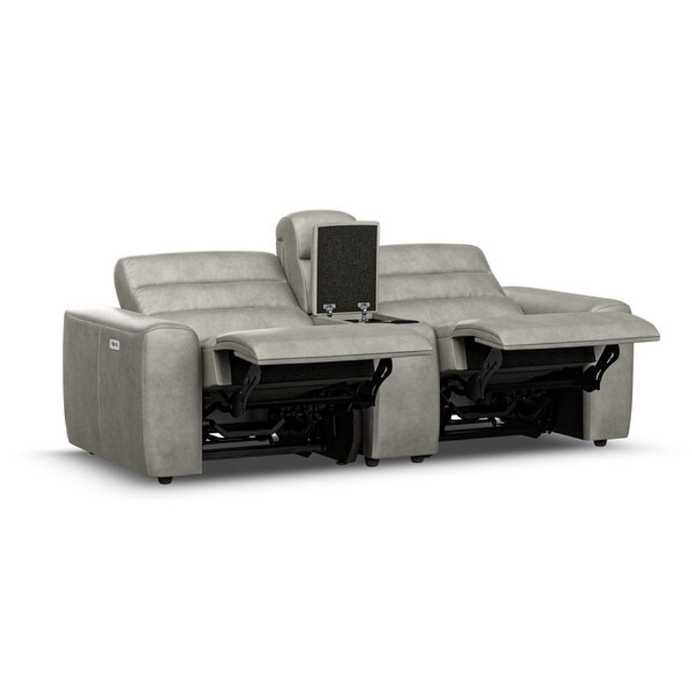 Cohen Group 8 Electric Recliner with 1 console in Virgo Platinum Leather 4