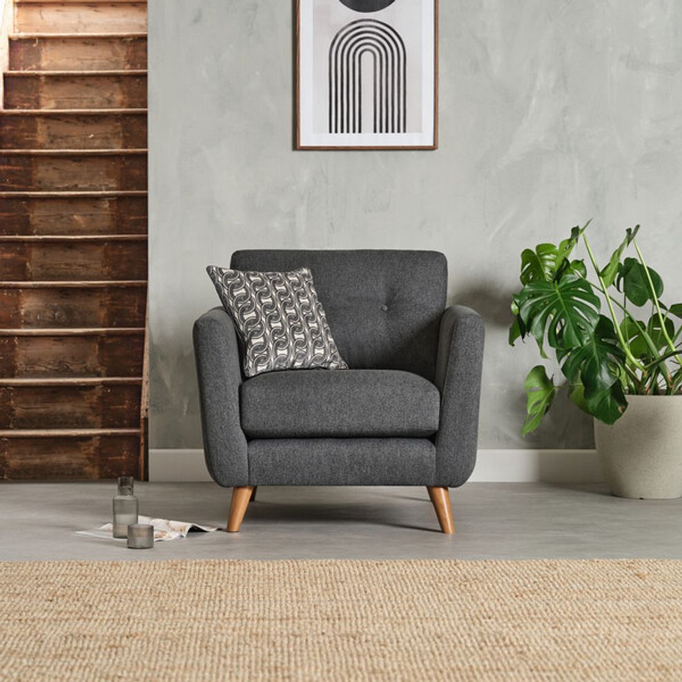 Evie Armchair in Rosa Collection Charcoal Fabric 2