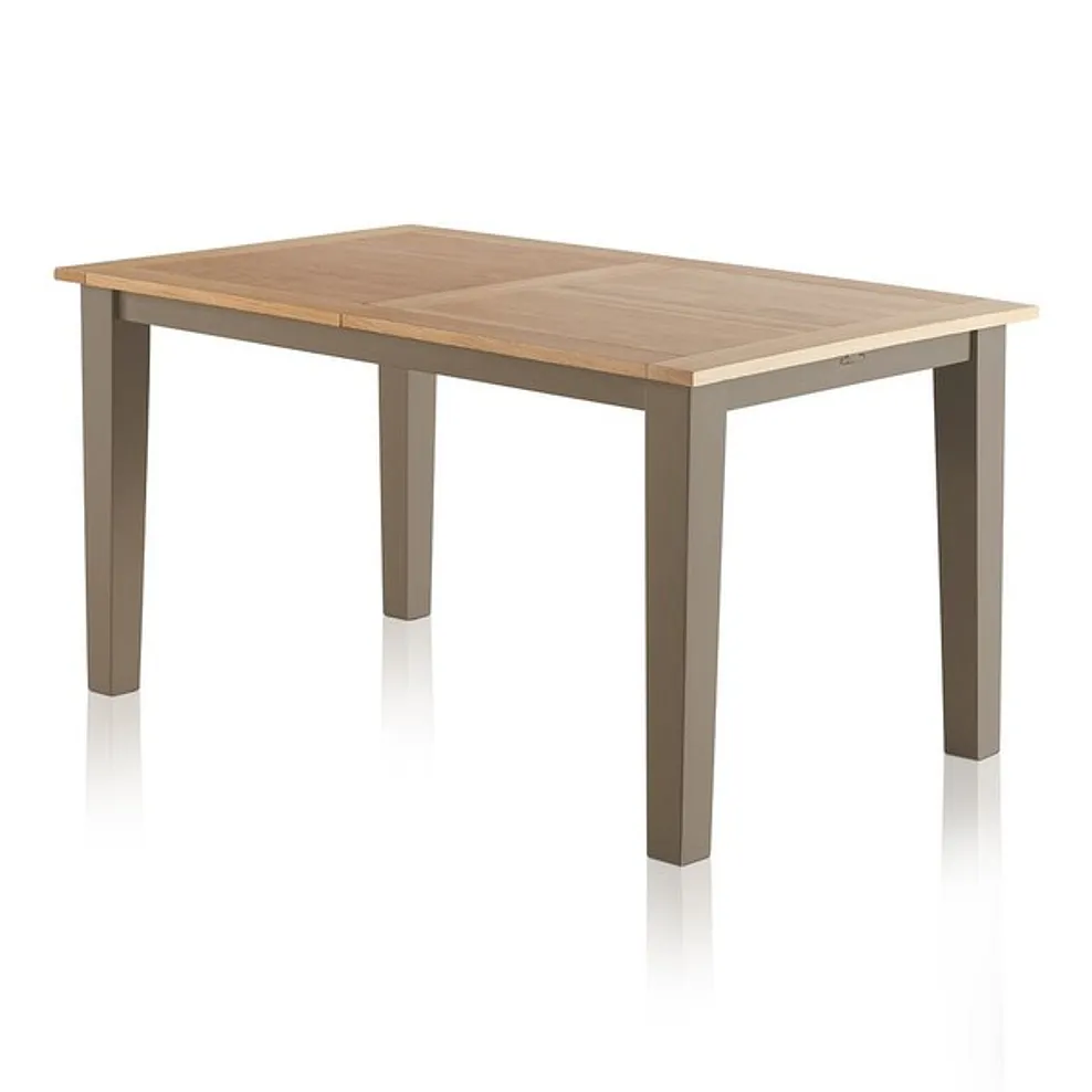 St Ives Natural Oak and Grey Painted 5ft Extending Dining Table with 8 Scroll Back Plain Charcoal Fabric Chairs 3