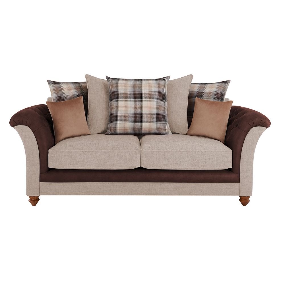 Dexter 3 Seater Pillow Back Sofa in Beige fabric 2