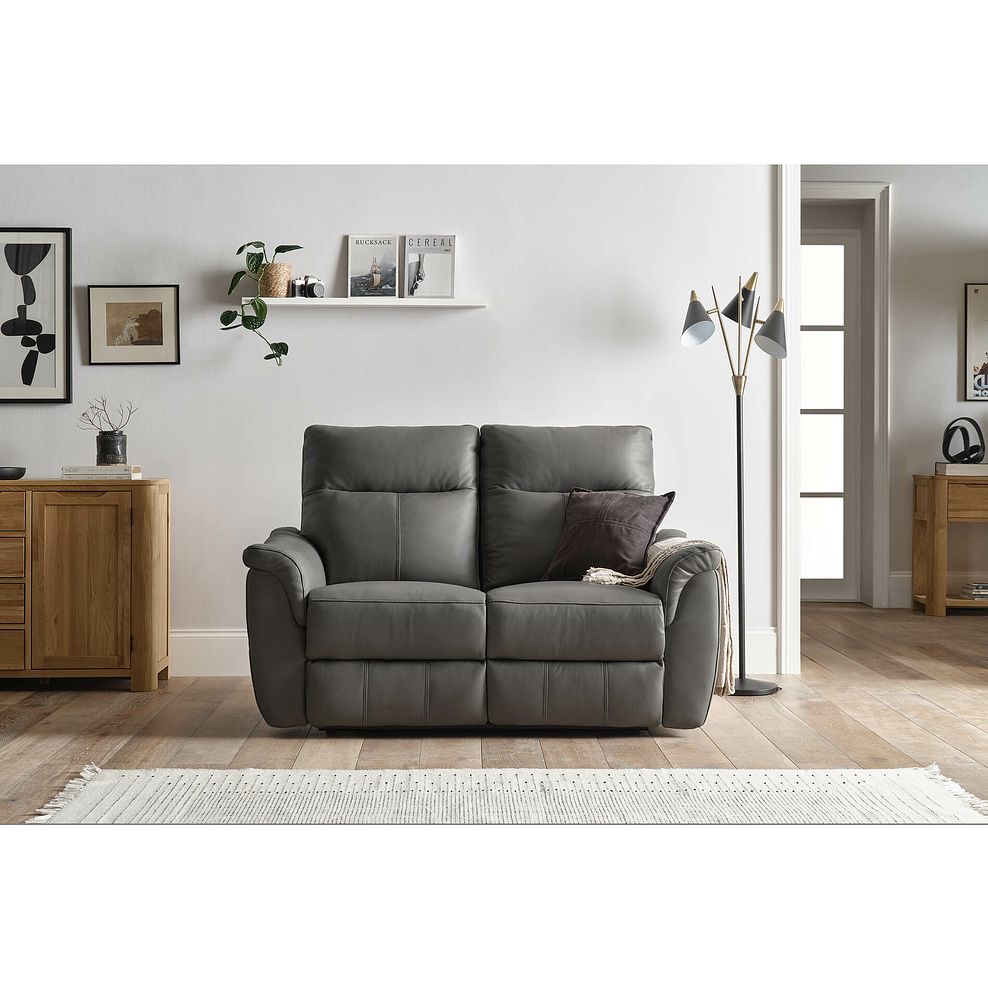 Aldo 2 Seater Recliner Sofa in Elephant Grey Leather 7