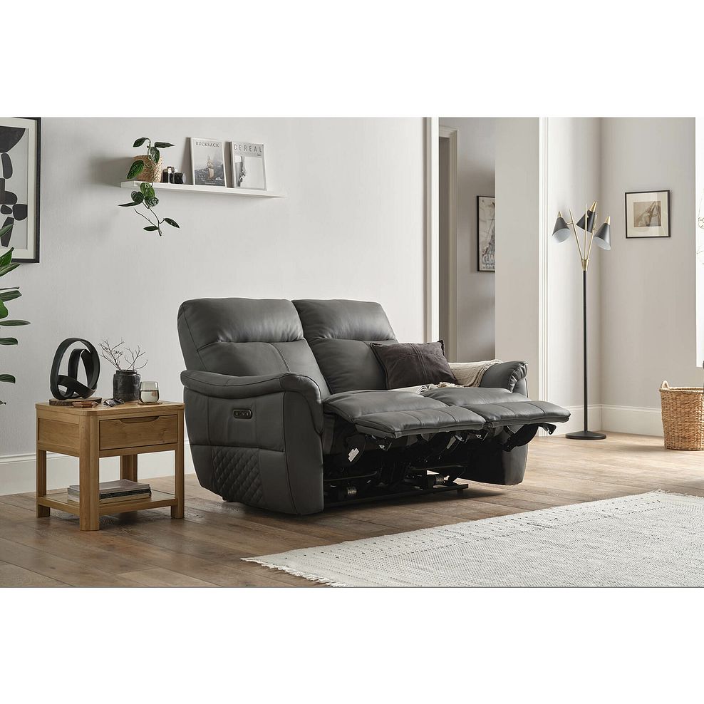 Aldo 2 Seater Recliner Sofa in Elephant Grey Leather 6